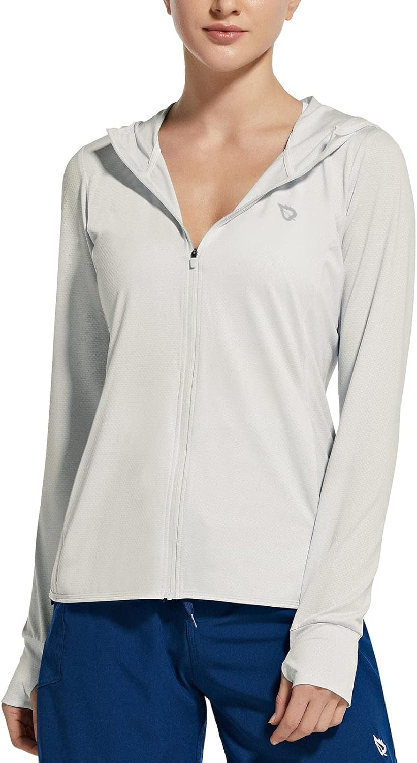 Women's UPF 50+ Sun Protection Hooded Jacket - Cooling Outdoor Performance Shirt with Pockets for Hiking