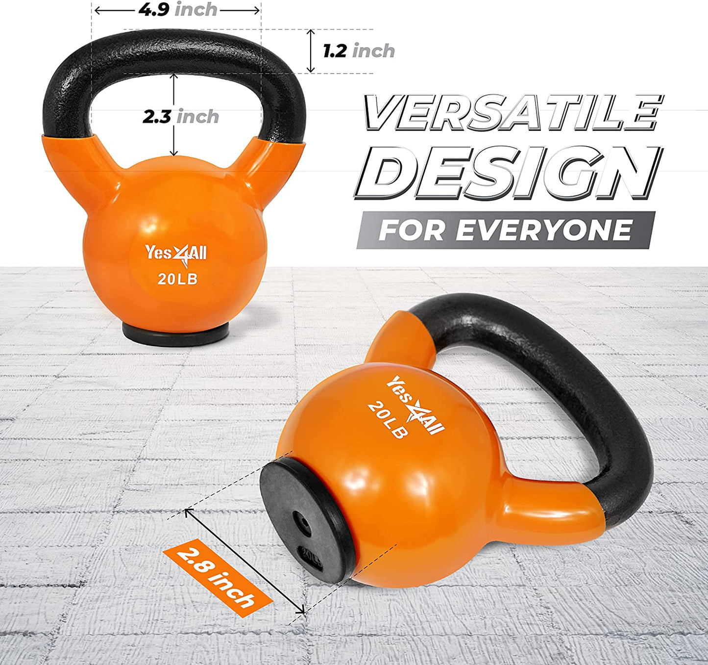 Versatile Rubber Base Kettlebell Set for Women - Strength Training Weights (10-65 Lbs)