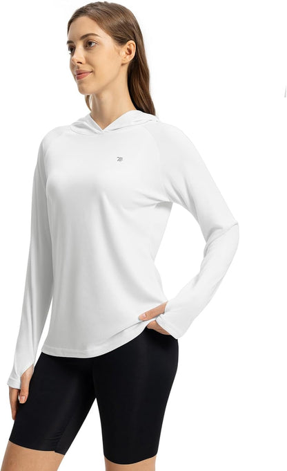 Lightweight Women's UPF 50+ Sun Protection Hoodie - Long Sleeve UV Fishing & Hiking Shirt