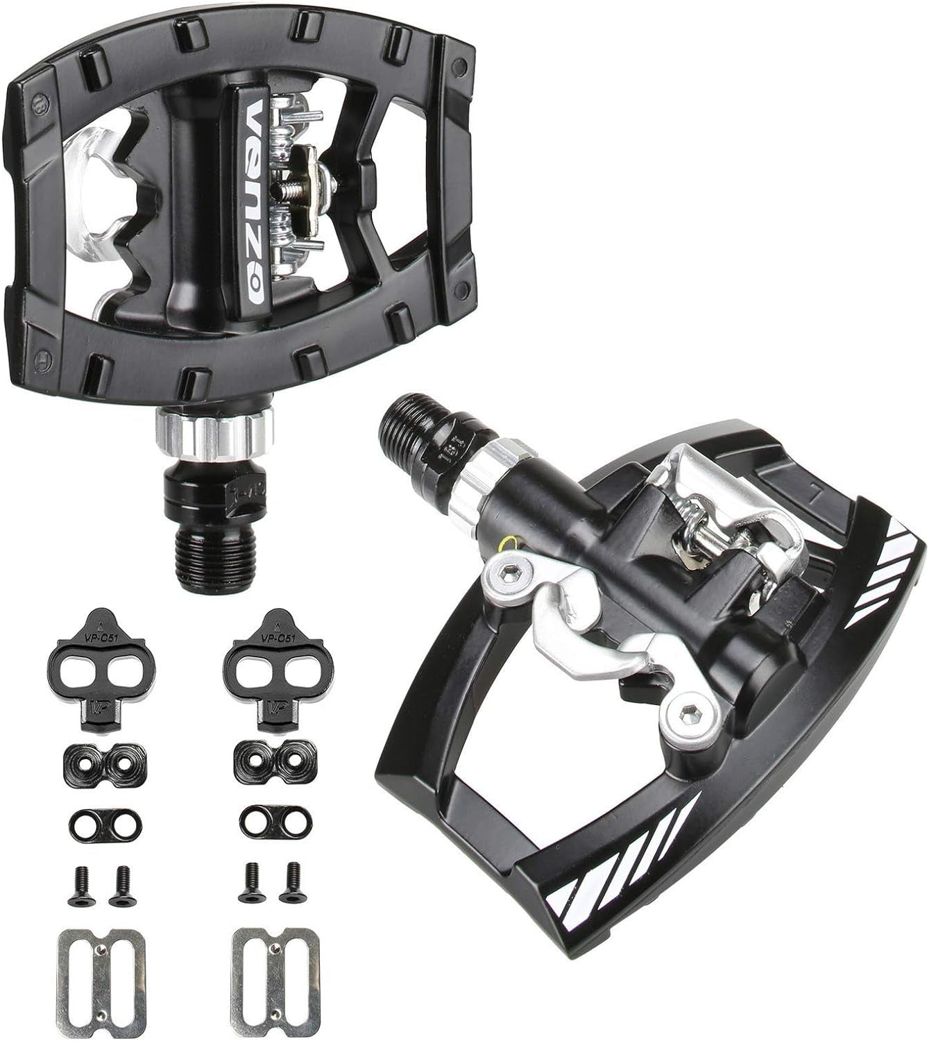 Versatile Dual Function Clipless Pedals for Shimano SPD - Ideal for Mountain, Touring, and Road Bikes