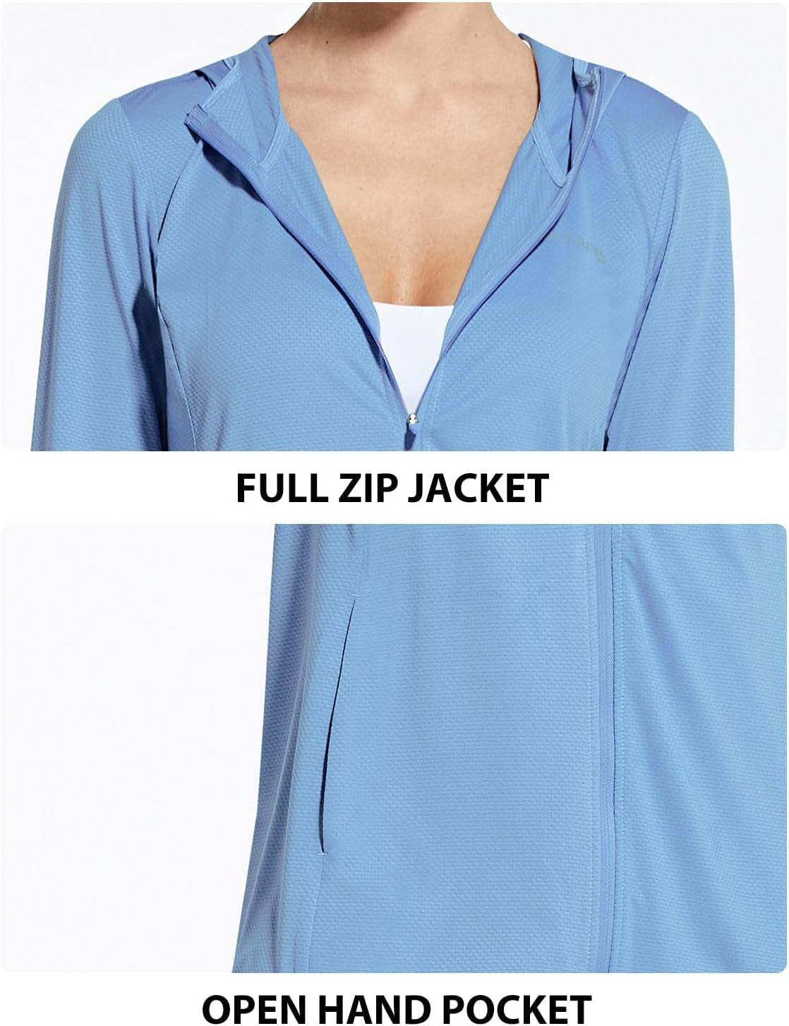 Women's UPF 50+ Sun Protection Hooded Jacket - Cooling Outdoor Performance Shirt with Pockets for Hiking