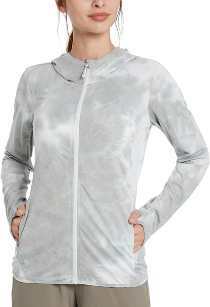 Women's UPF 50+ Sun Protection Hooded Jacket - Cooling Outdoor Performance Shirt with Pockets for Hiking