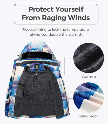 Women's Waterproof Ski Jacket - Windproof & Warm Hooded Winter Coat