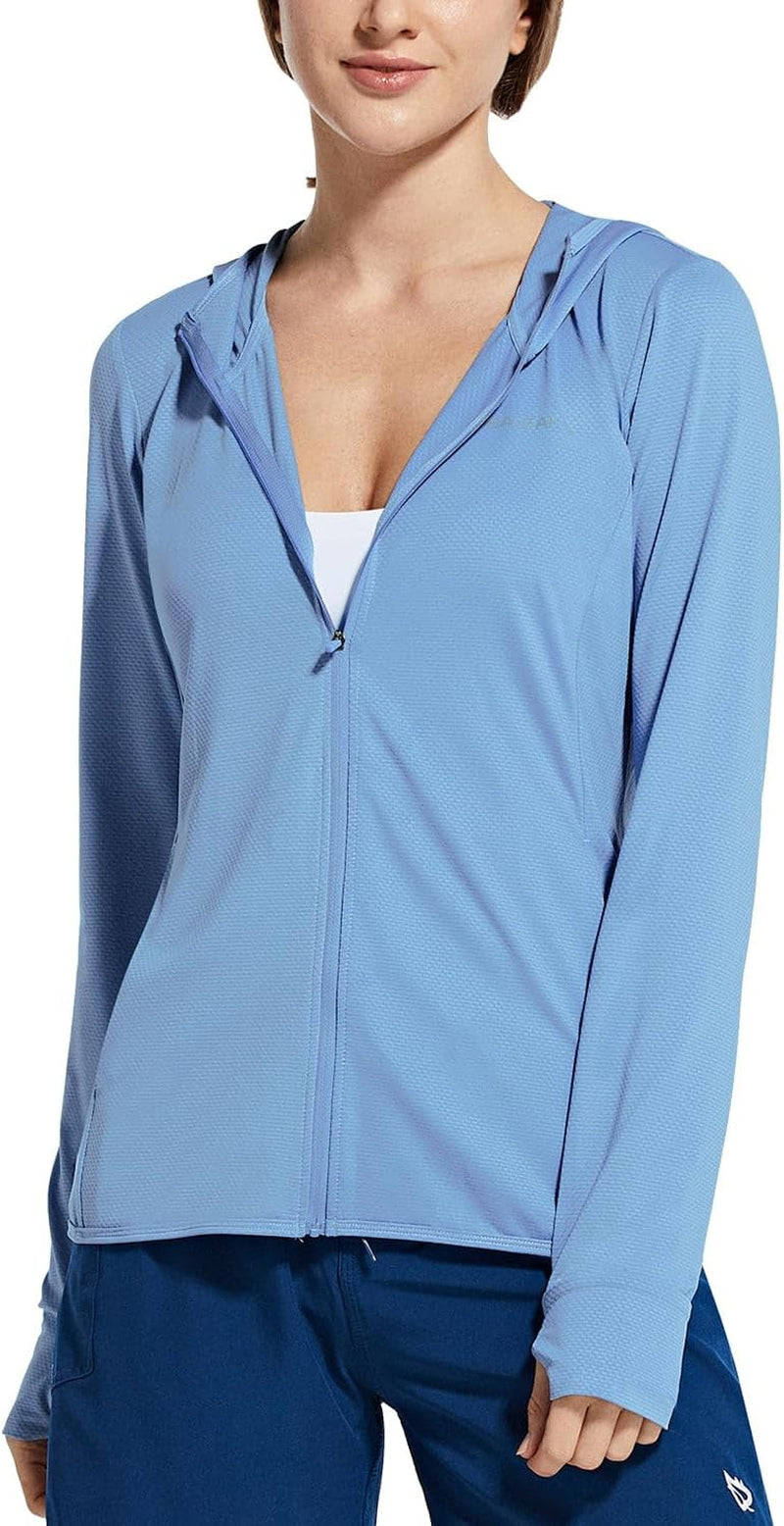 Women's UPF 50+ Sun Protection Hooded Jacket - Cooling Outdoor Performance Shirt with Pockets for Hiking